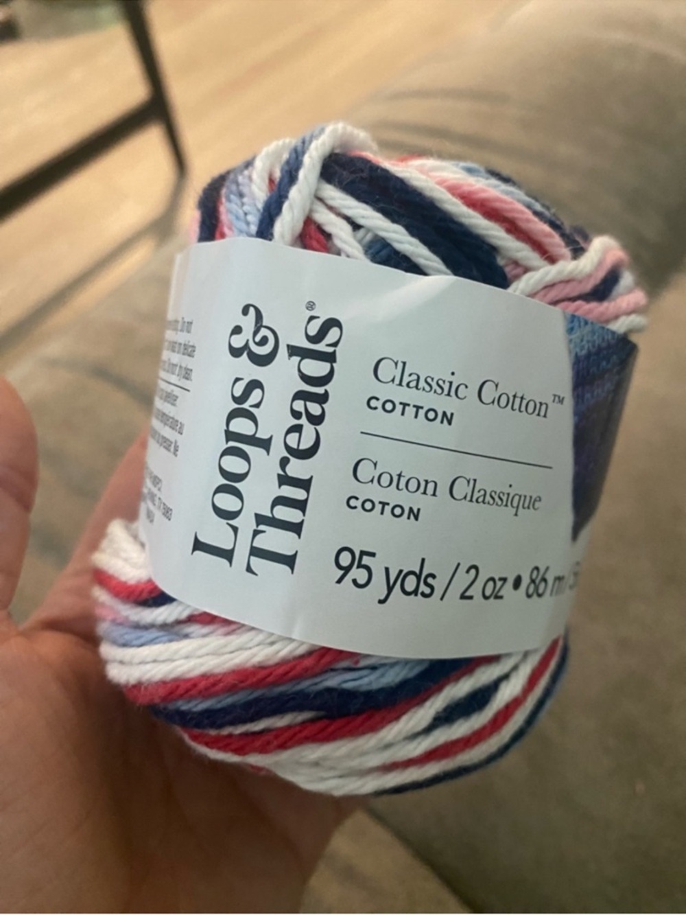 Loops & Threads Classic Cotton Yarn - Red, White & Navy